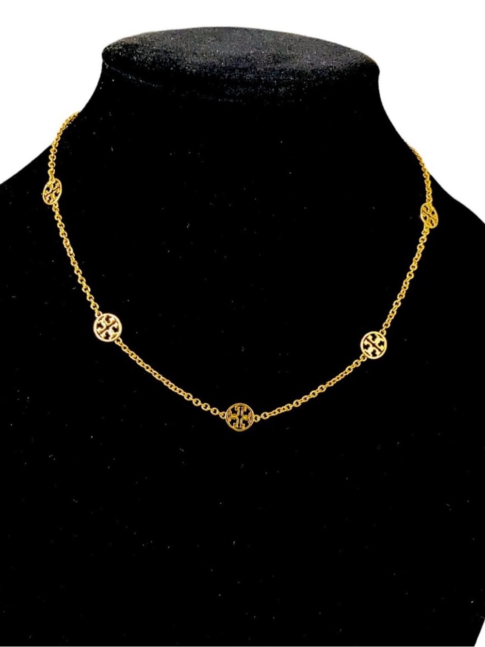 Gold Logo Disc Station Necklace - Women Jewelry